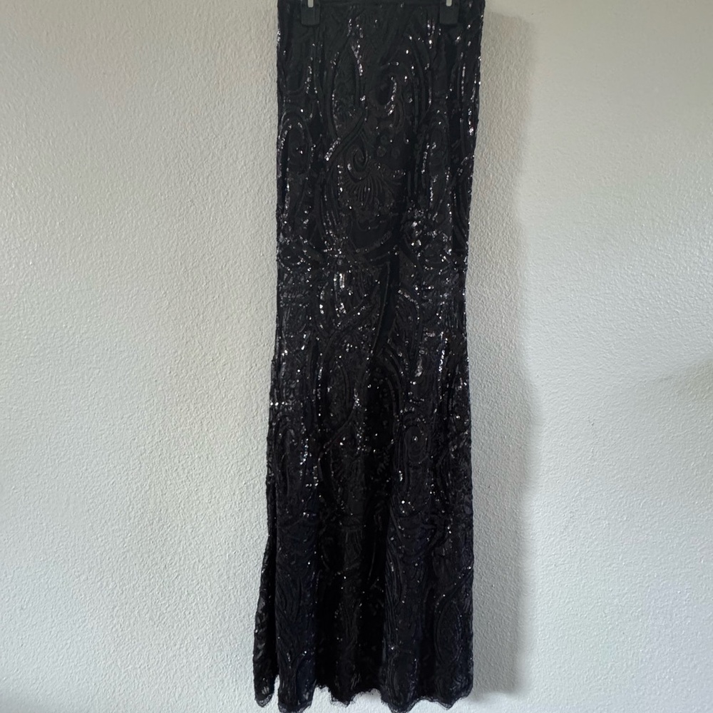 Fashion Nova Black Sequin Maxi Skirt